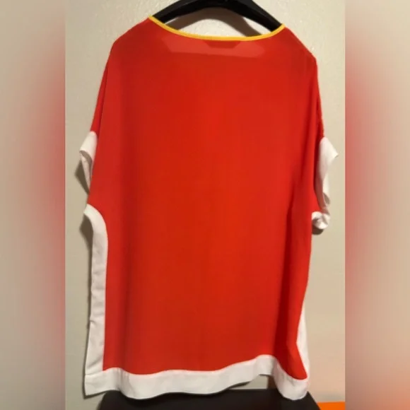 Peter Nygard Bold Orange and White Blouse- size xxl - Picture 2 of 7